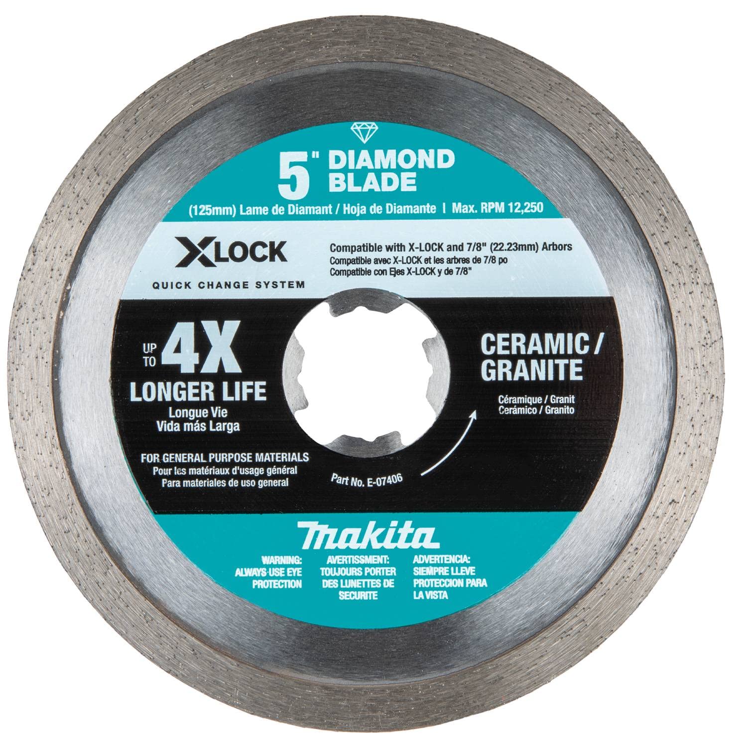 MakitaE-07406 X-Lock 5" Continuous Rim Diamond Blade for Ceramic and Granite Cutting