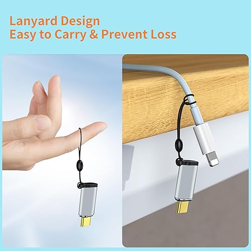 Miniatura 9 de Adaptador USB C a Lightning, adaptador Lightning hembra a USB C macho, carga rápida PD y transferencia de datos, adecuado para iPhone 1515 Plus15