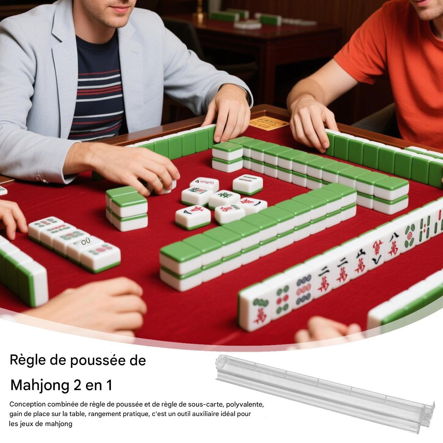 Générique Uchwyt na płytki i popychacze do mahjonga - taca na płytki Mah Jong - 4 akrylowe tace na płytki Mahjong, akcesoria rodzinne do gier planszowych