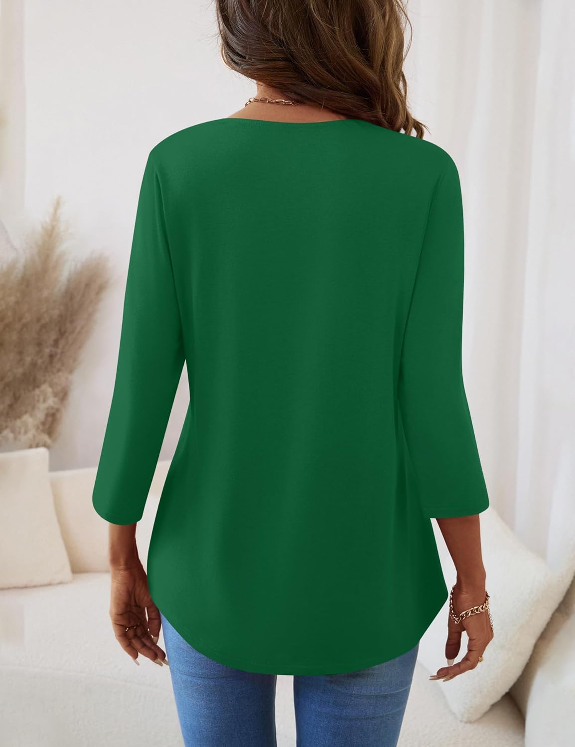 Ivicoer 3/4 Length Sleeve Womens Tops Boho V Neck Lace Shirt Vacation Clothes Trendy Blouses Dressy Casual - Image 6