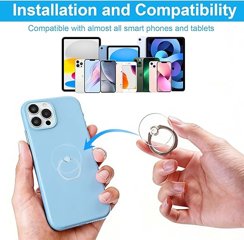 Miniatura 6 de Soporte transparente para anillo de teléfono, 2 piezas, rotación de 360°, soporte de anillo para teléfono celular, soporte de dedo móvil, agarre de