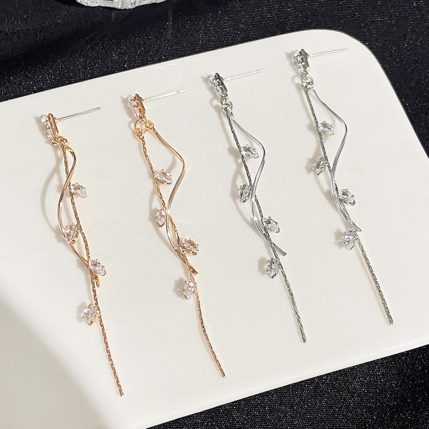 Long Crystal Earrings for Women Rhinestone Tassel Drop Dangling Earrings Wedding Prom Party Jewelry Gifts Gold Plated - Image 4