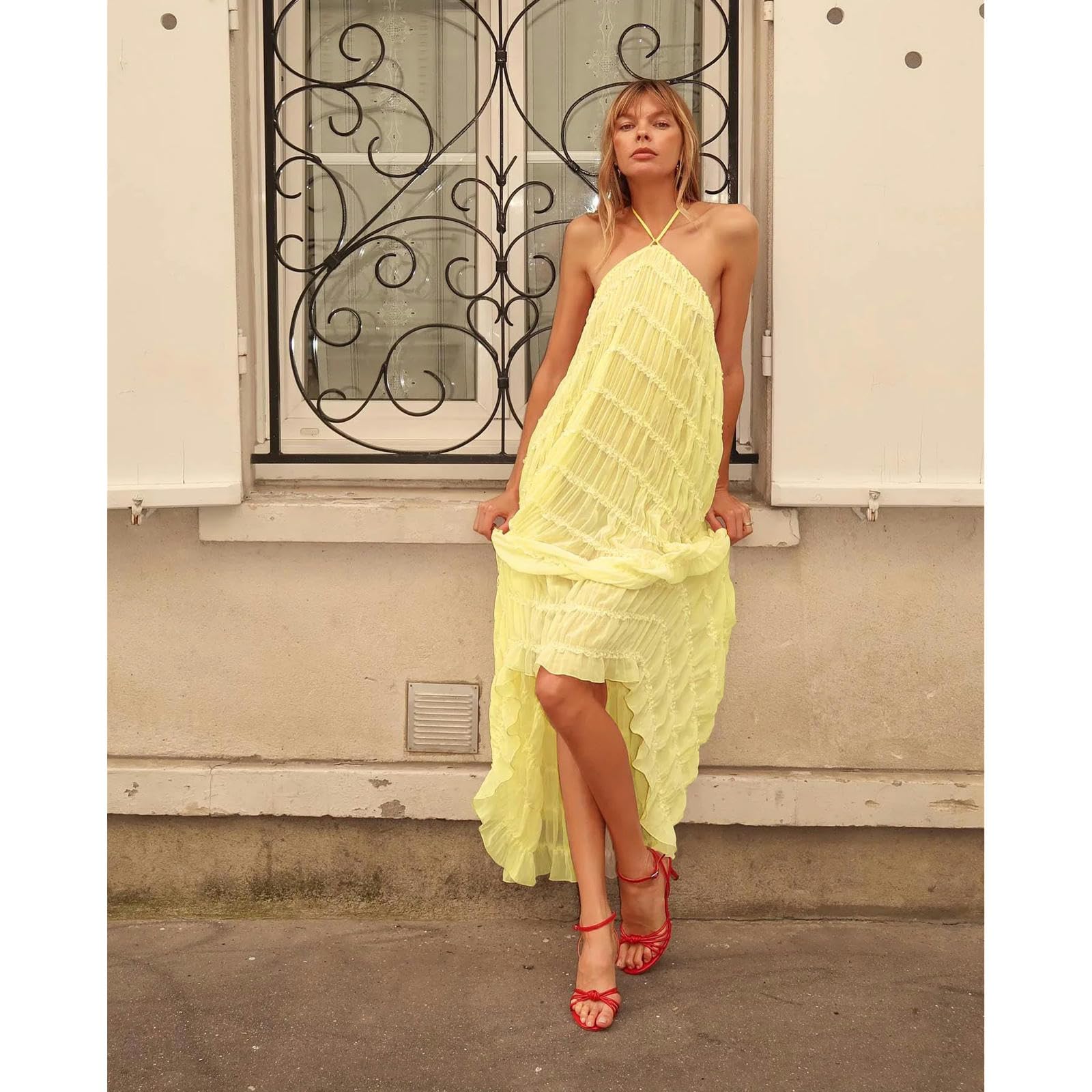 Gonne da Donna Vacanza Elegante Abito da Festa per Spiaggia Long Abito Estate Casual Halter Multi-Wear Dress per Donne Abito A-Line Sciolto