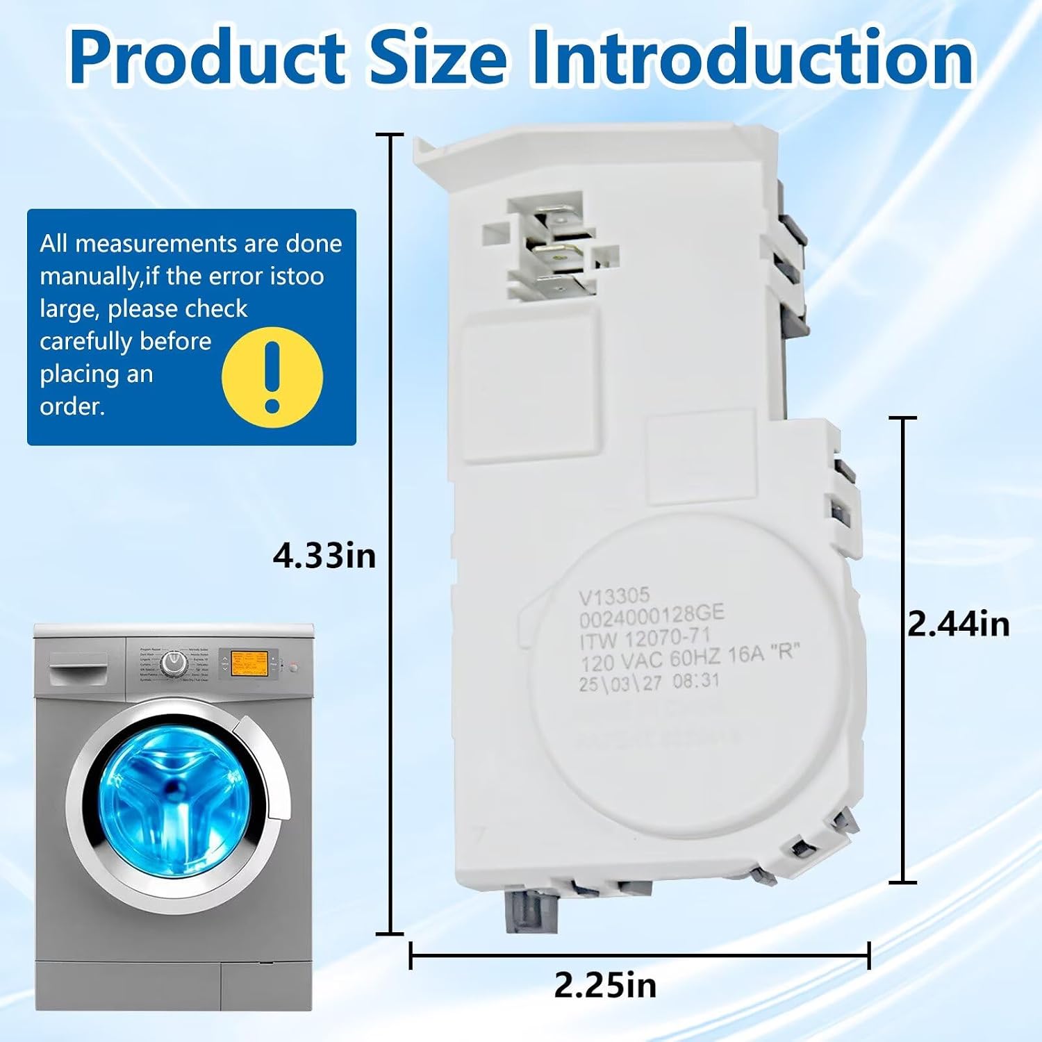 Washer Door Lock Switch WH01X29528 for GE Washing Machine - Exact Fit for GFW550SSN1WW, GFW550SSN2WW, GFW550SSN3WW, GFW550SSN4WW Models