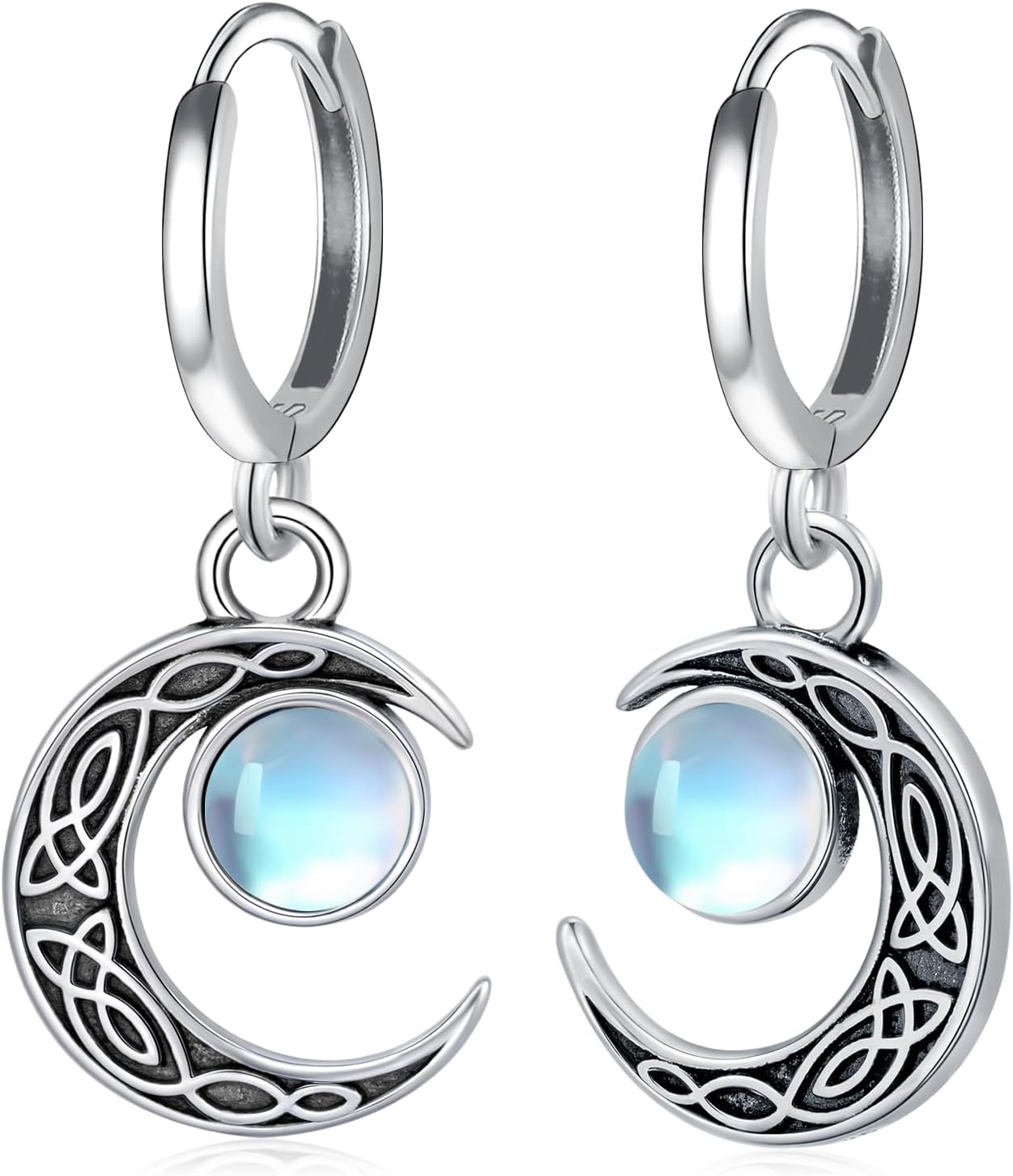 Moon Hoop Earrings for Women 925 Sterling Silver Moonstone Crescent Earring Moon Jewelry Gifts for Women