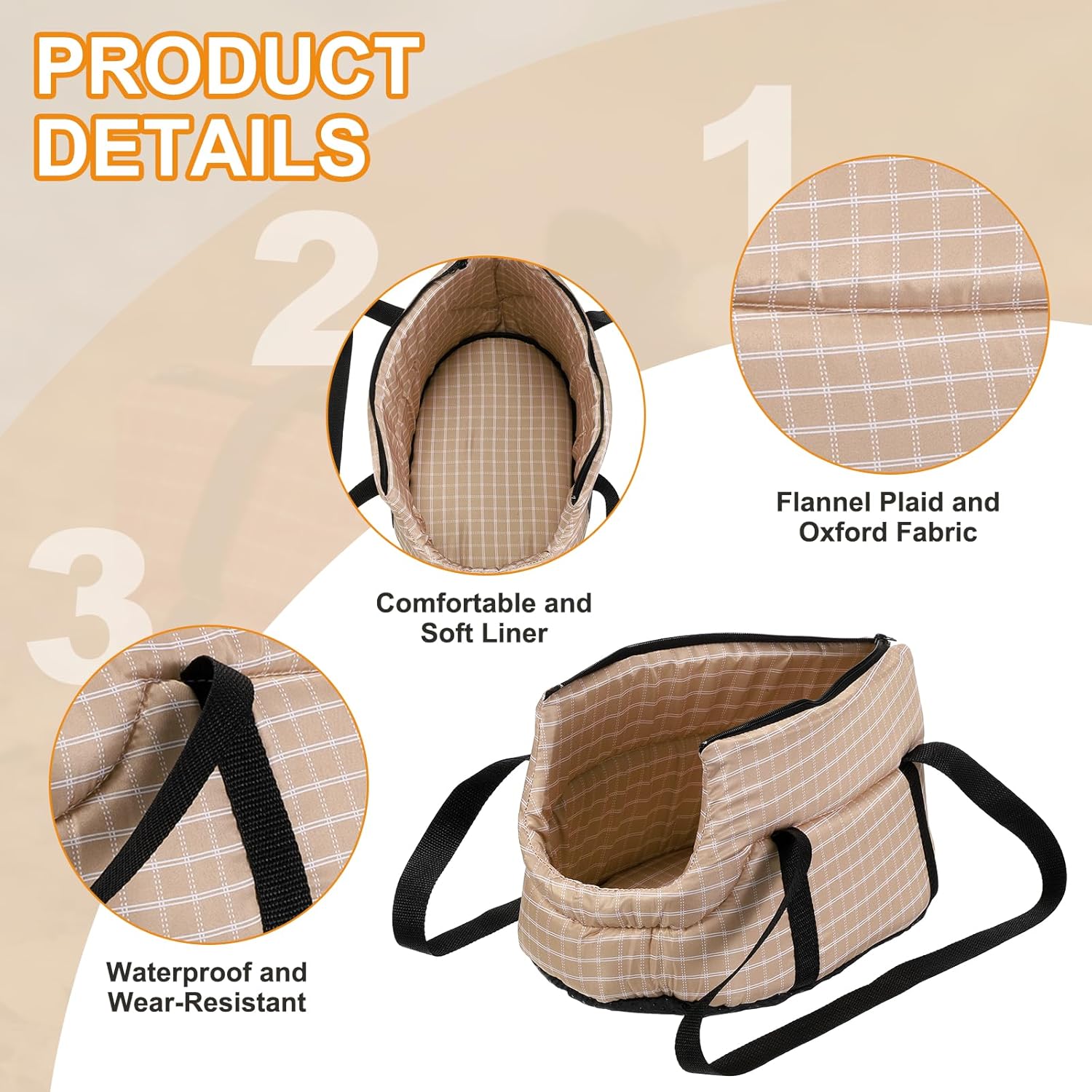 Dog Purse Carrier with Crossbody Strap, Breathable and Portable, Little Dog Sling Carrier 18.9" x 9.8" x 10.4", (Brown), Intended for Hiking/Camping/Traveling