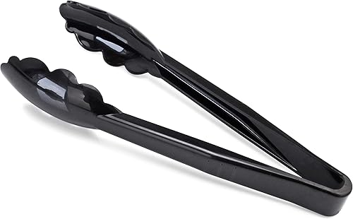 Miniatura 2 de New Star Foodservice 35636 Pinza utilitaria, plástico de alta temperatura, festoneada, 9 pulgadas, juego de 12, color negro