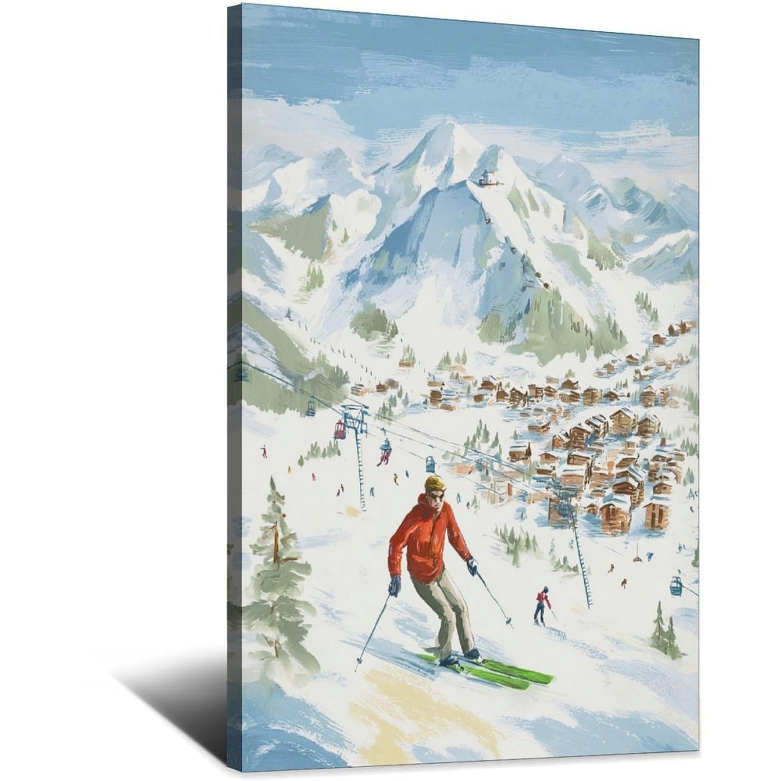 Tignes France Ski Posters 20x30inch(50x75cm) Vintage Watercolor Canvas Art