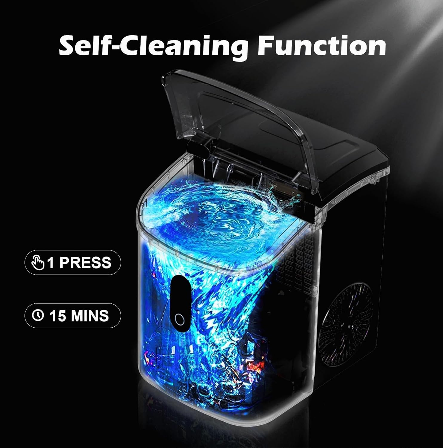 Nugget Ice Maker Countertop, Portable Ice Maker for Soft & Chewable Nugget Pellet Ice, 15kg/Day, Self-Cleaning, for Home Office Bar Party