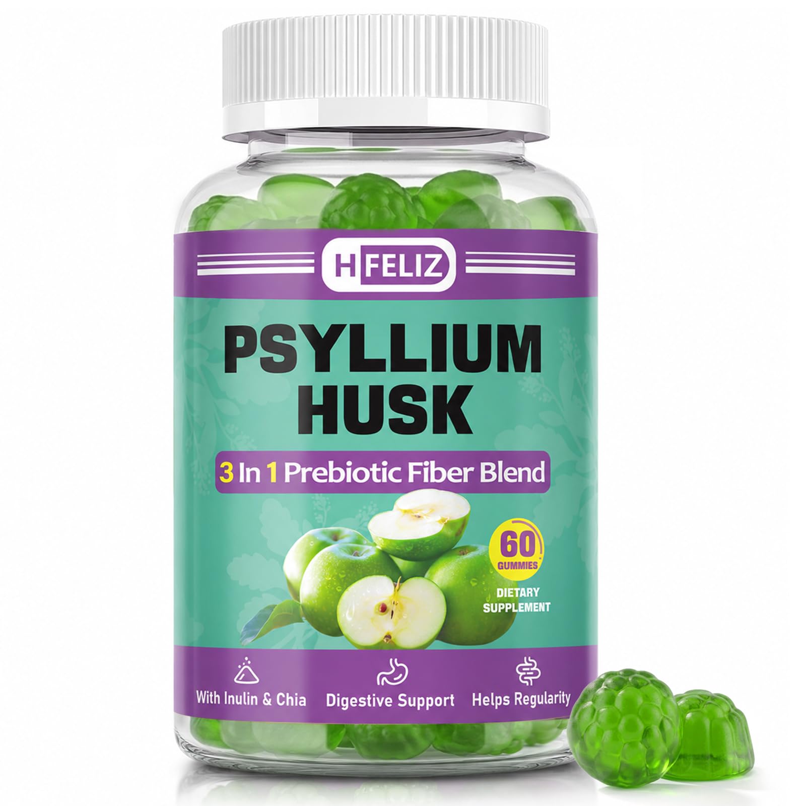Amazon.com: HFELIZ Psyllium Husk Gummies with Inulin Chia, 3