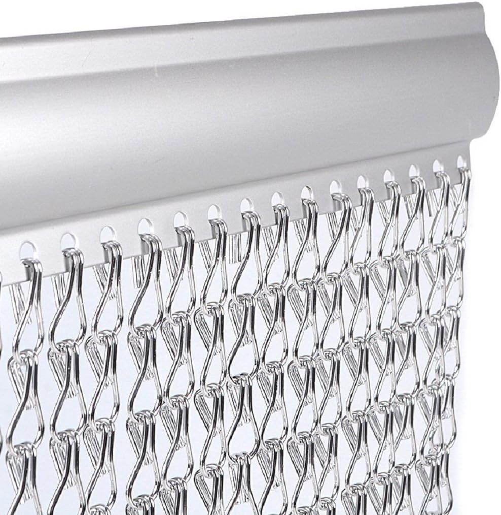Vermatik Twin Pack Genuine Fly Screen 90cm x 210cm Premium Aluminium Fly Door Chain Curtain for doorways, Insect Screen, Keeps out Insects, Flies, Wasps, Fly Screen Indoor & Outdoors