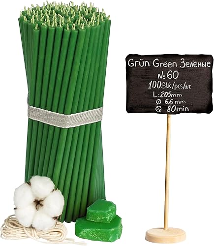 Miniatura 9 de Diveevo Velas eclesiásticas de cera de abejas - 50 uds. Velas rituales I de 8.10 pulgadas, Ø-0.26 in I 80 min Tiempo de combustión en verde I Velas