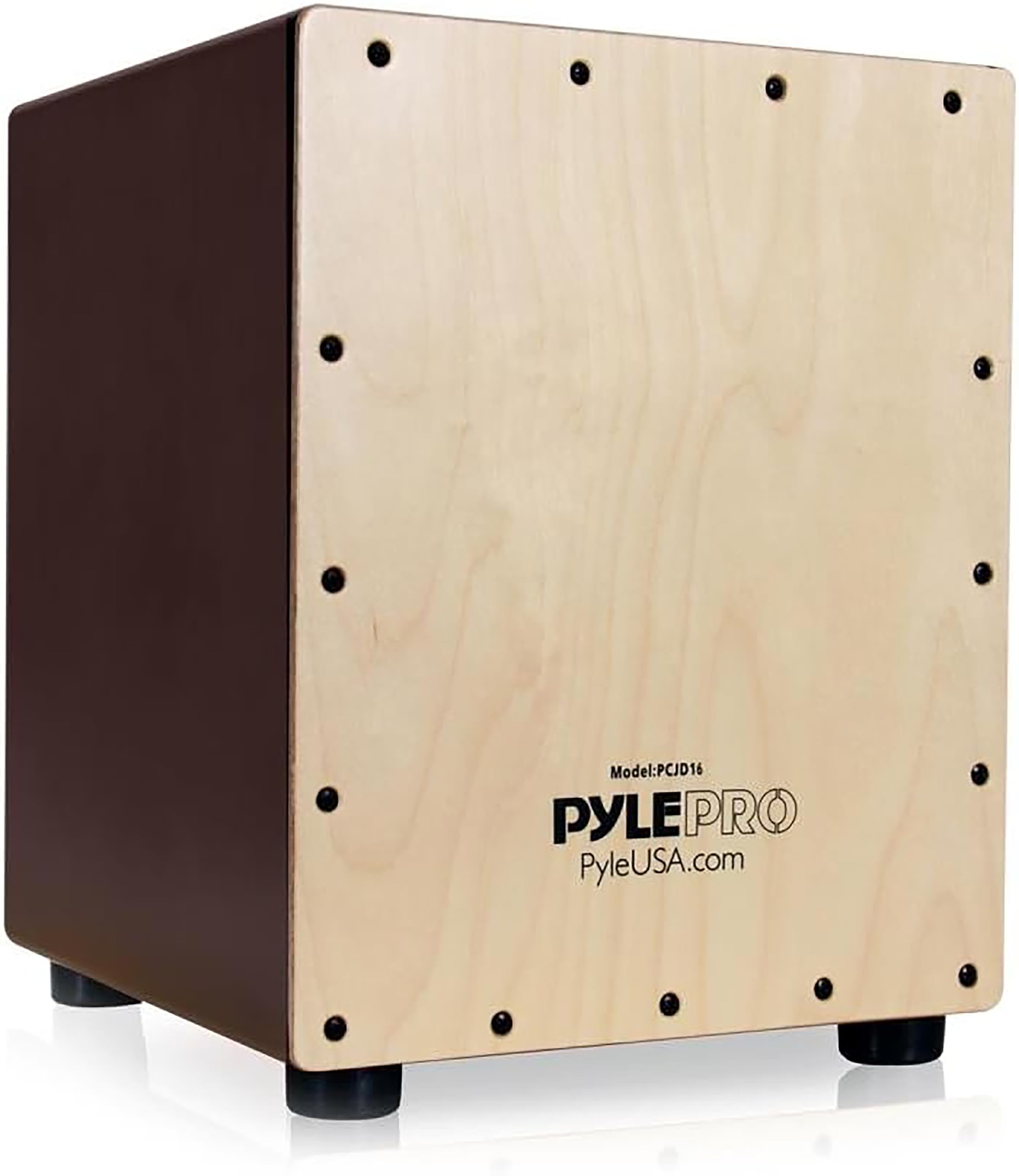 Pyle Cajon Strumento Musicale in Betulla Compatto, Percussione in Legno con Corde Interne, Suono Profondo, per Bambini e Adulti