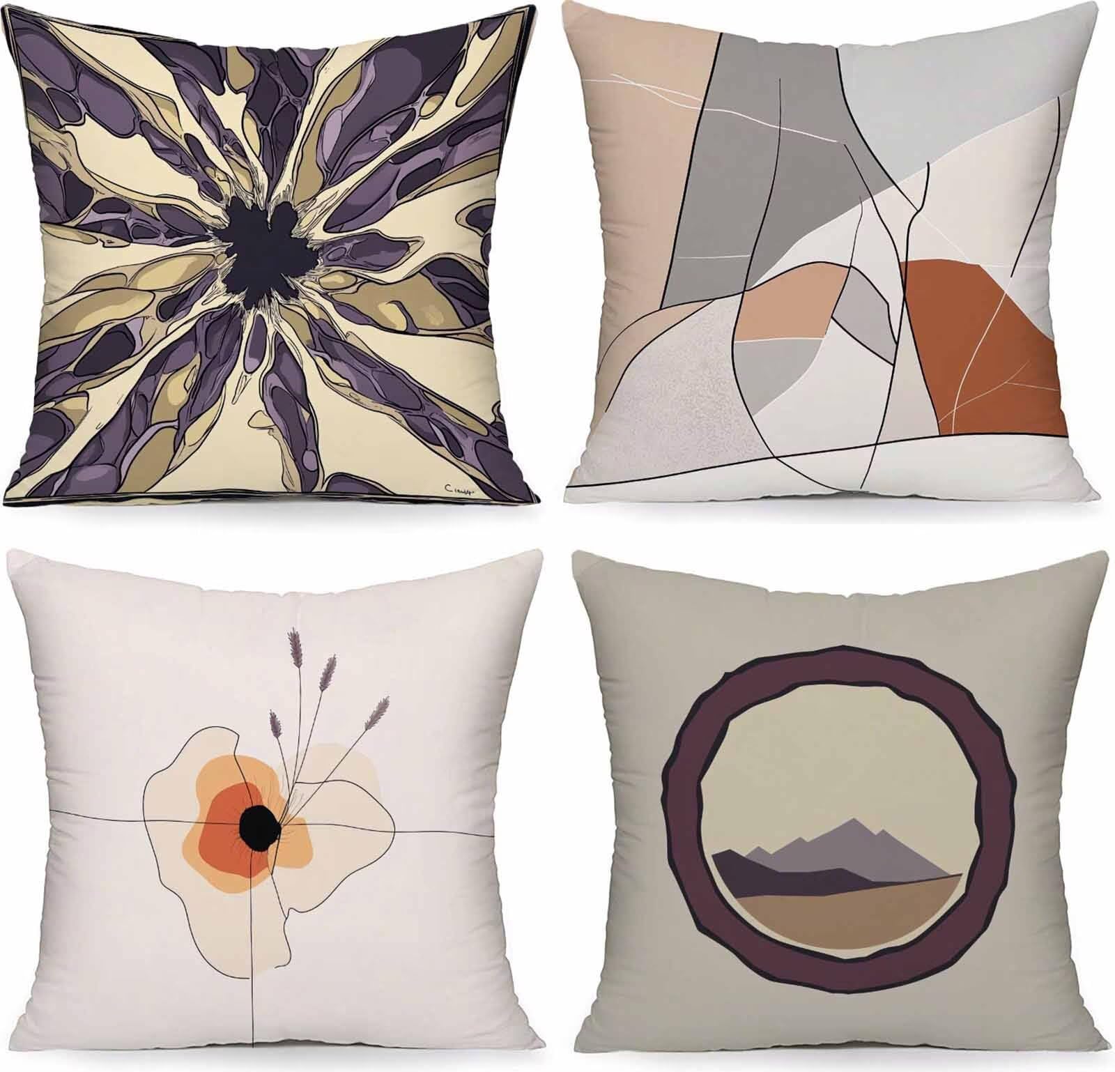 Coussin canapé abstrait housse anti-tache et imperméable pour simplifier l'entretien du salon