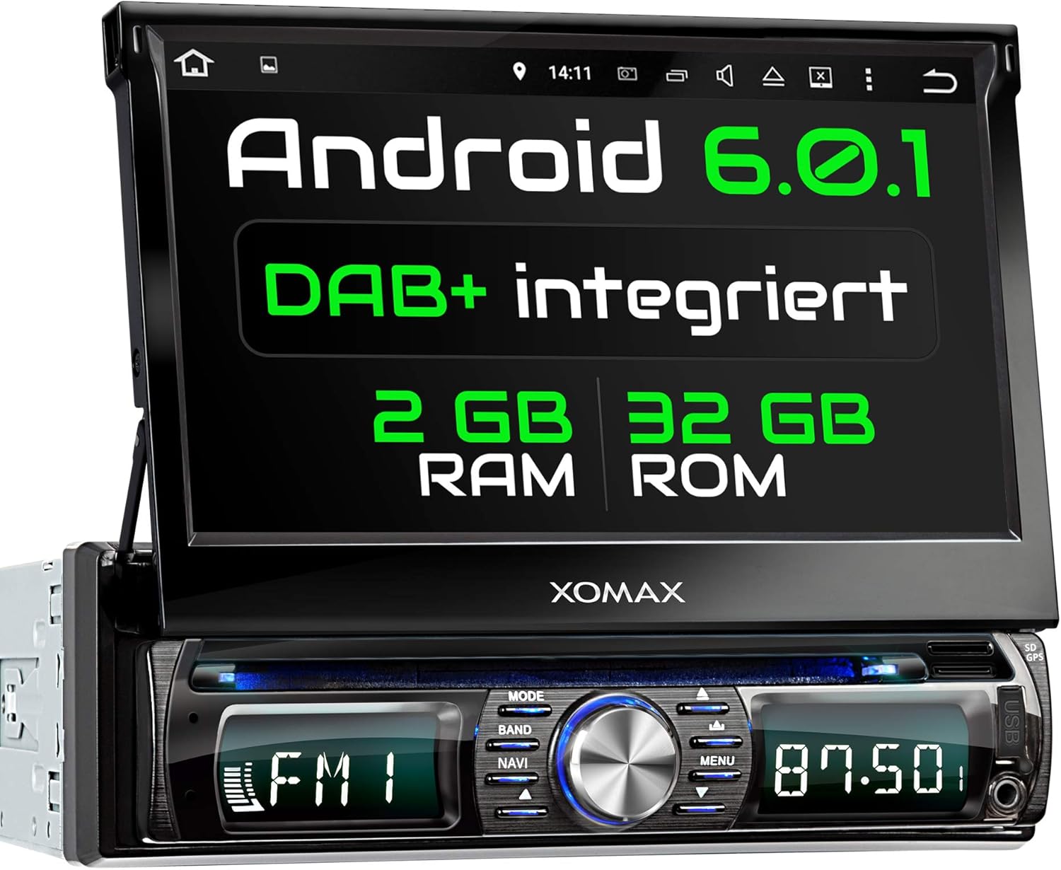 XOMAX XM-DDA711 Car Radio Naviceiver with 7-inch touchscreen