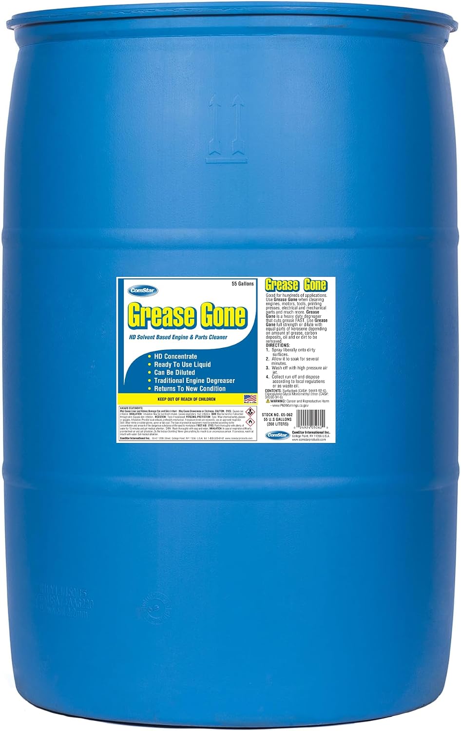 Grease Gone, 55 Gallons, HD Solvent-Based Engine & Parts Cleaner, Heavy-Duty Degreaser for Engines, Motors, Tools, Electrical & Mechanical Parts, Works Fast to Cut Grease & Grime (05-062)