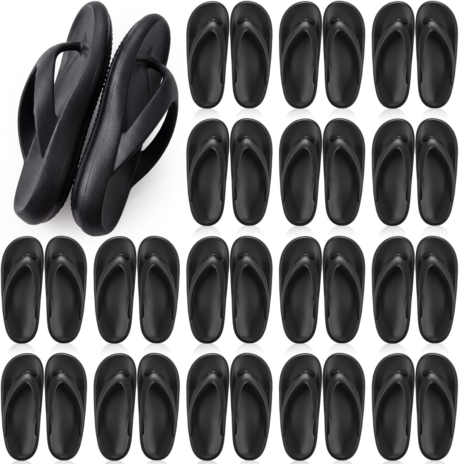 Shinymoon 12/18 Pairs Pillow Flip Flop Bulk Assorted Size Wedding Guest Sandal Non Slip Soft Slipper for Reception Beach Pool