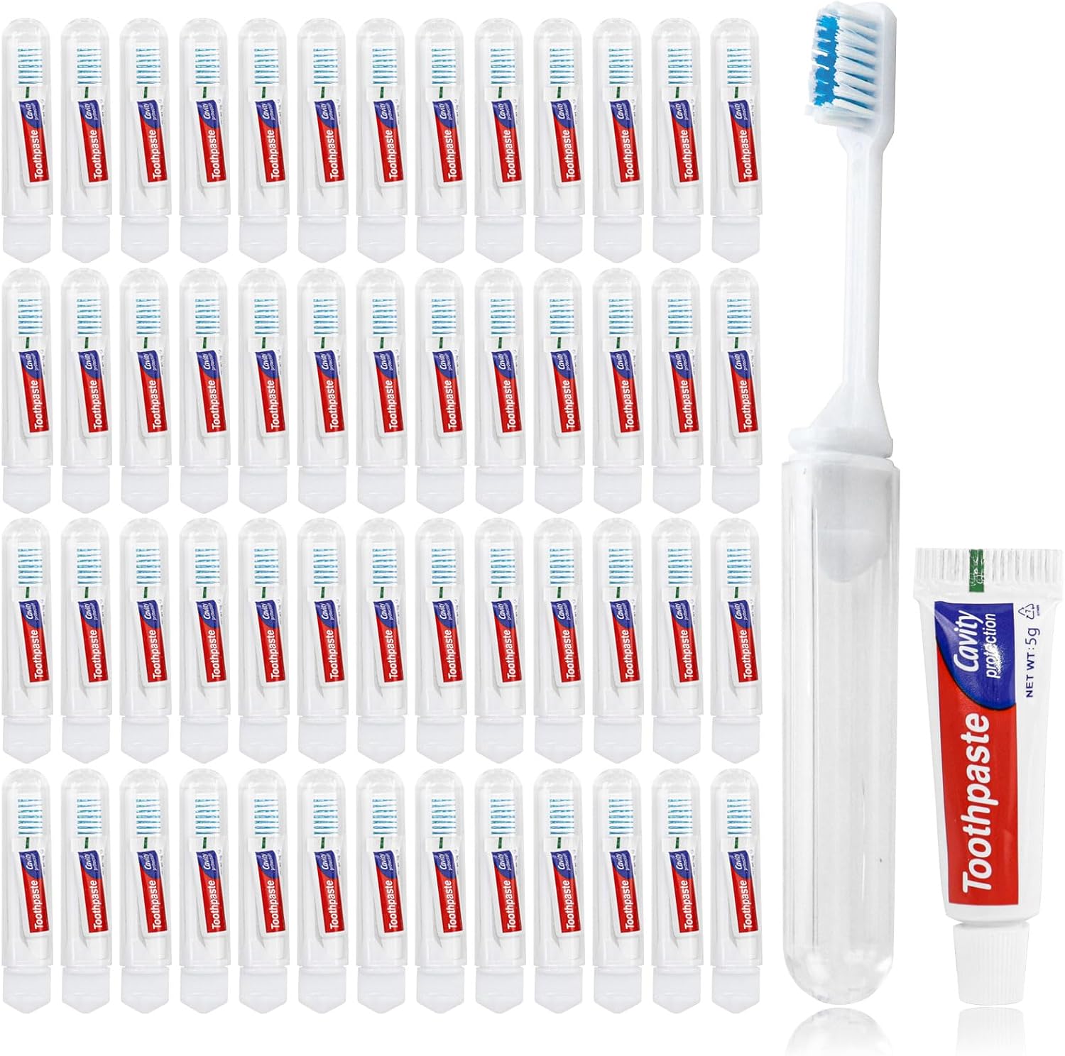 Toothbrush and Toothpaste Travel, Individually Packaged with Storage Box, Foldable Storage, Toothbrush Travel Size is Suitable for Camping, Business Trip (100-PACK)