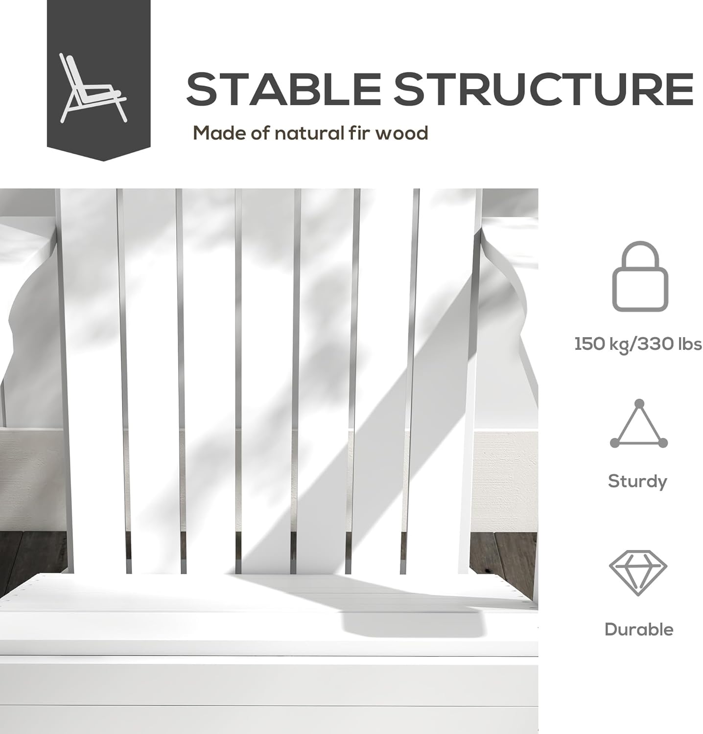 Adirondack chair shown in both indoor and outdoor settings