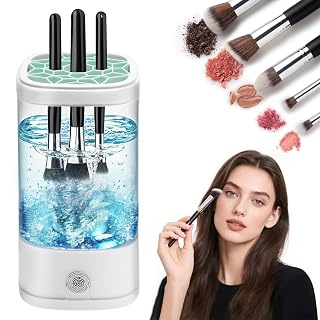 Efficient Electric Makeup Brush Cleaner Machine– 8000 RPM Automatic Cleaner with Multi-Size Silicone Holder, Deep Cleans Makeup Brushes and Sponges - Amazon product rated Grade A