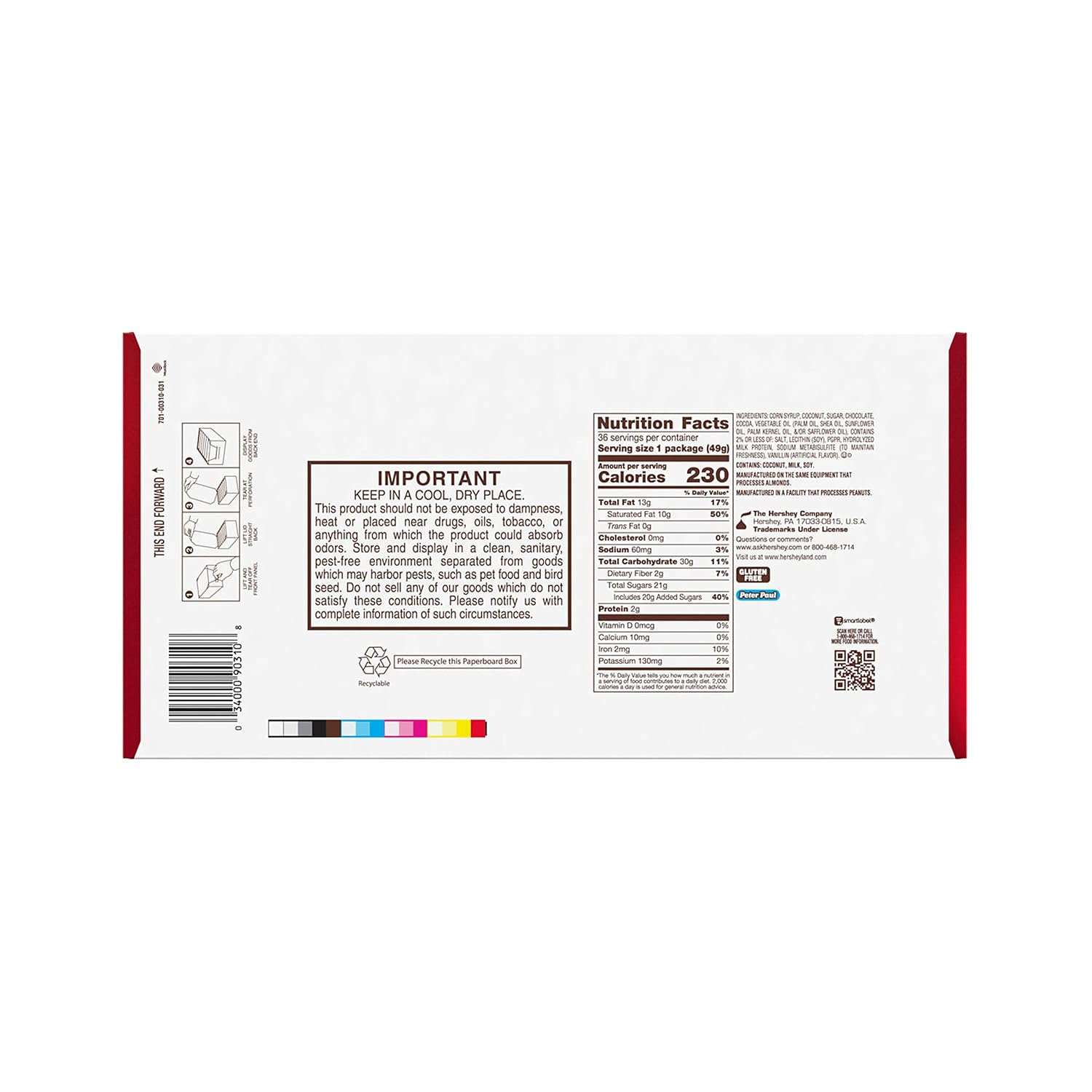 MOUNDS Dark Chocolate and Coconut Candy Bars, 1.75 oz (36 Count)