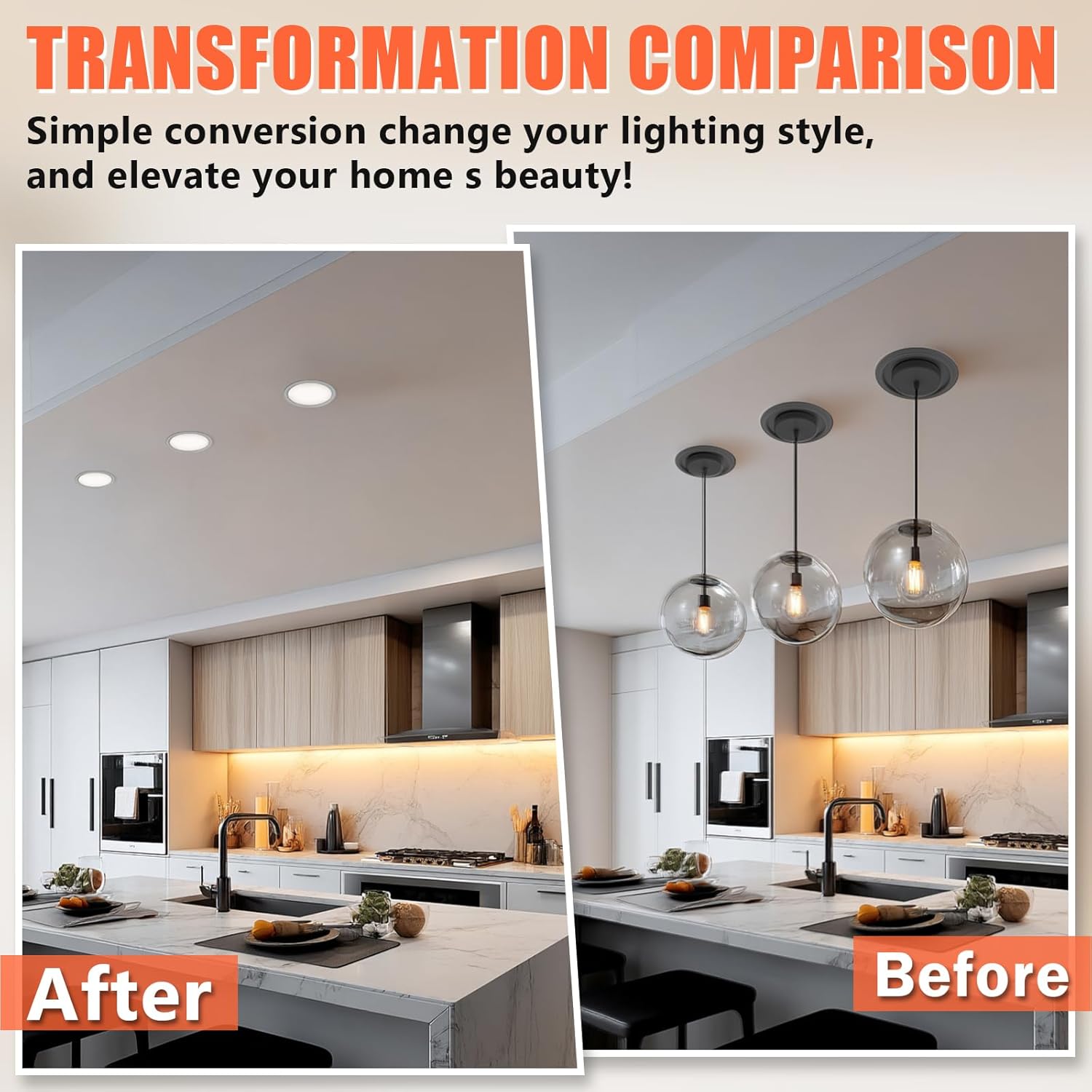 gezee 5/6 inch Recessed Can Light Conversion Kit, for Ceiling Fan Light Fixture, Pendant Light, Hanging Light, with 7’¾ Beveled & Flat, Steel, Ceiling Medallion, Black Finish