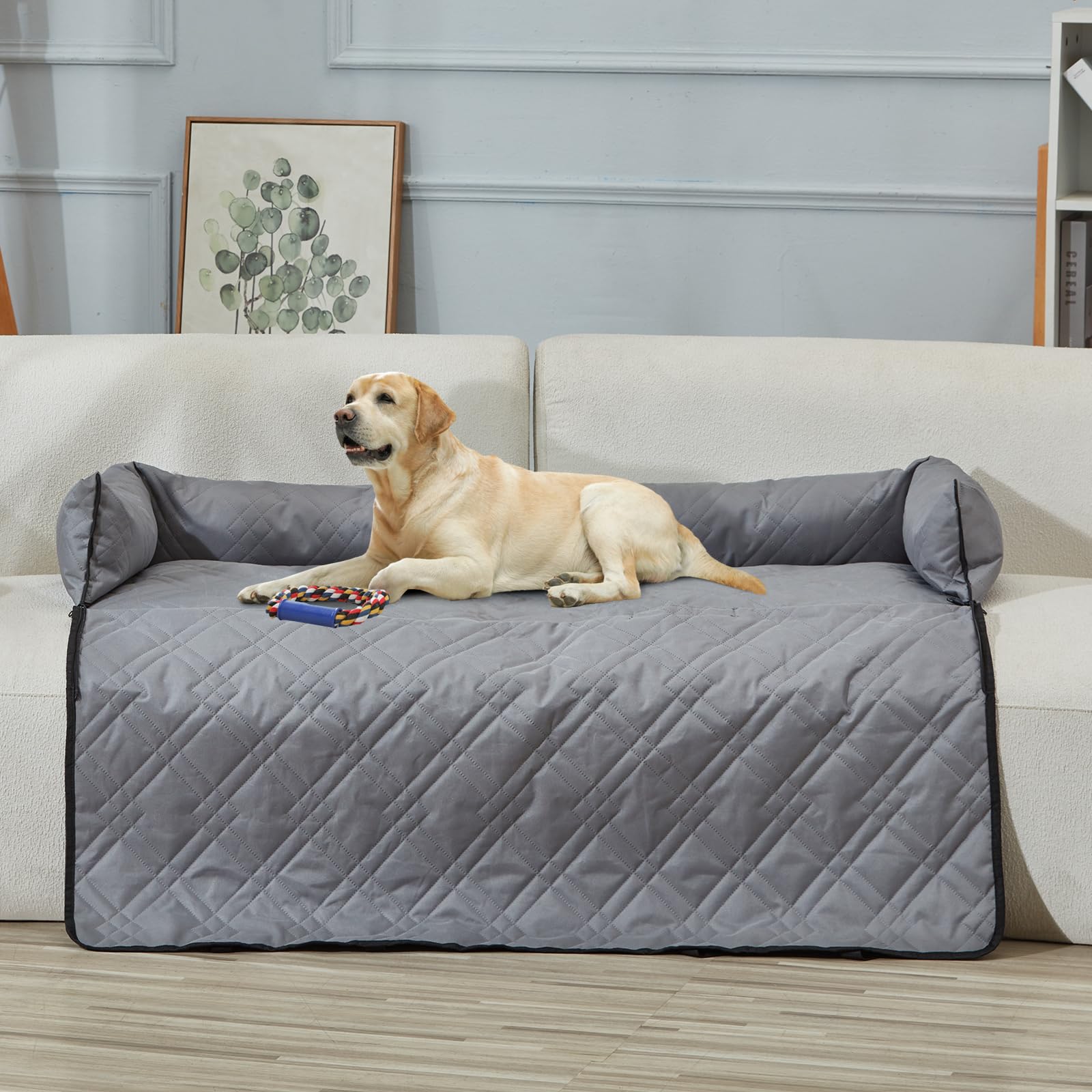 VEVOR Asiento de Coche para Perros 45 kg Asiento de Seguridad para Mascotas Asiento Elevador Impermeable con Correa de Seguridad con Clip Acolchado de Algodón PP Silla para Coche para Mascotas, Gris