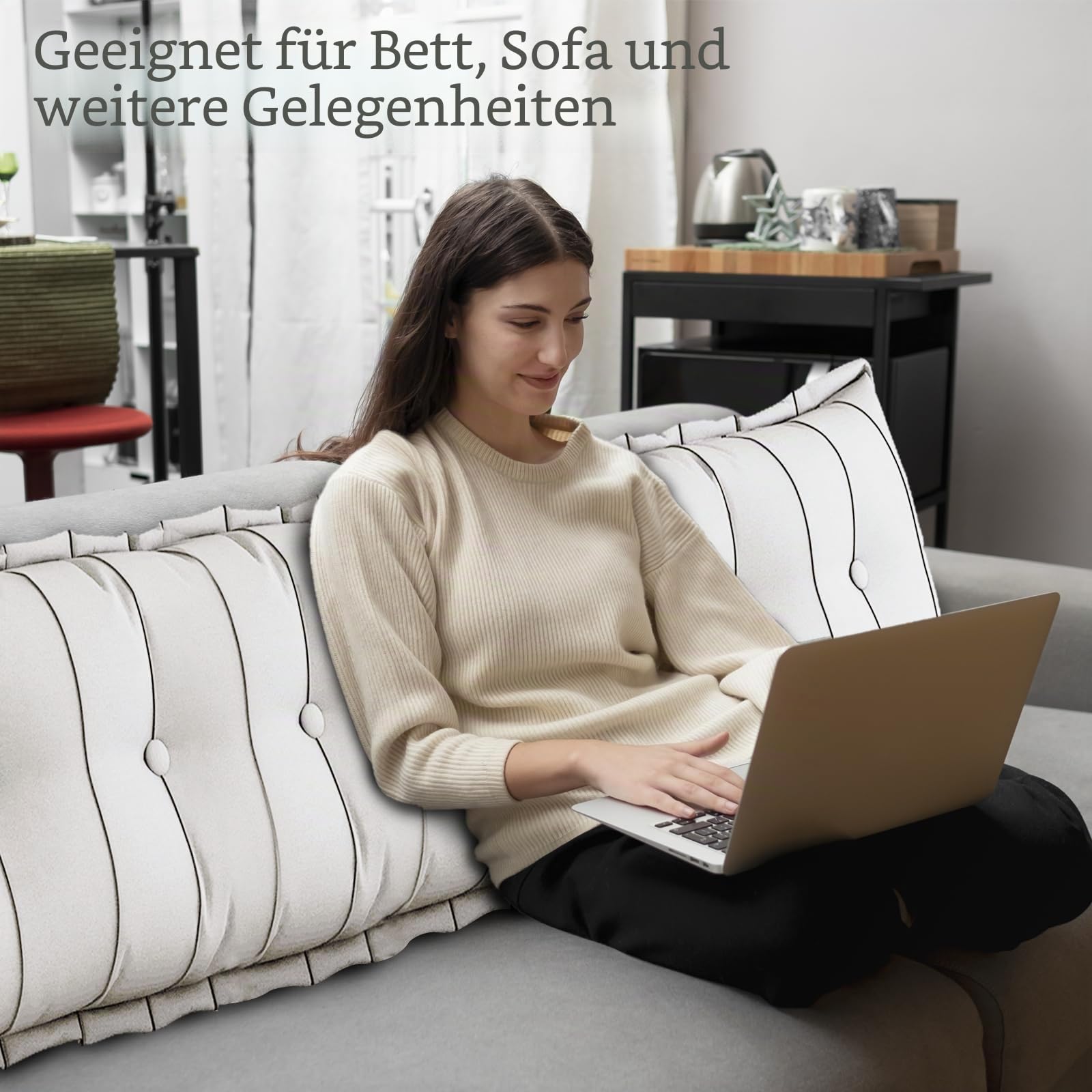 Rückenkissen, Lesekissen für Bett und Sofa, Bequeme bettkopfteil, Keilkissen, Wandkissen, Sitzkissen, Großes Rückenkissen mit waschbarem Bezug - perfekt zum Anlehnen im Bett