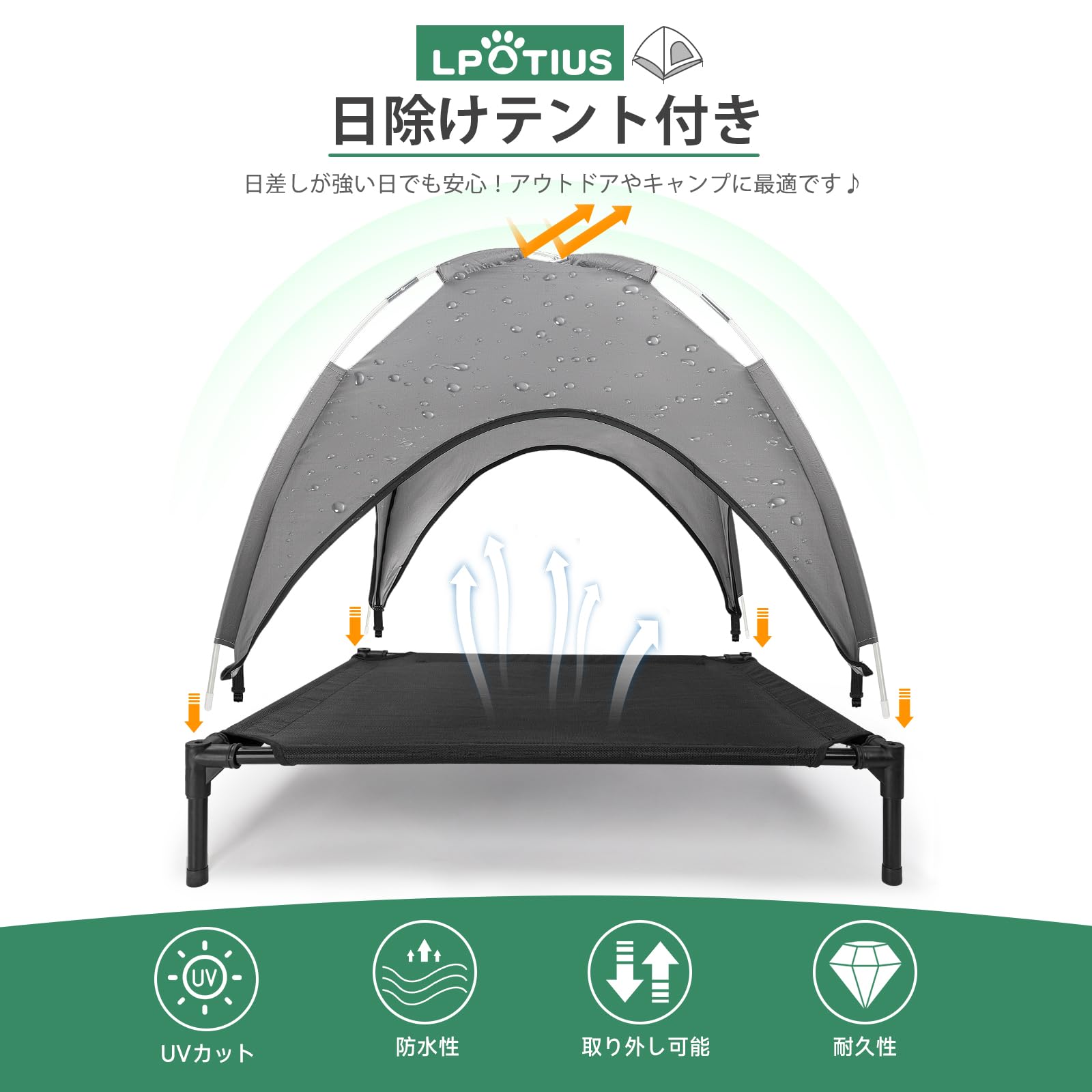 Amazon | LPOTIUS ドッグベッド 脚付き 犬 コット 猫犬兼用