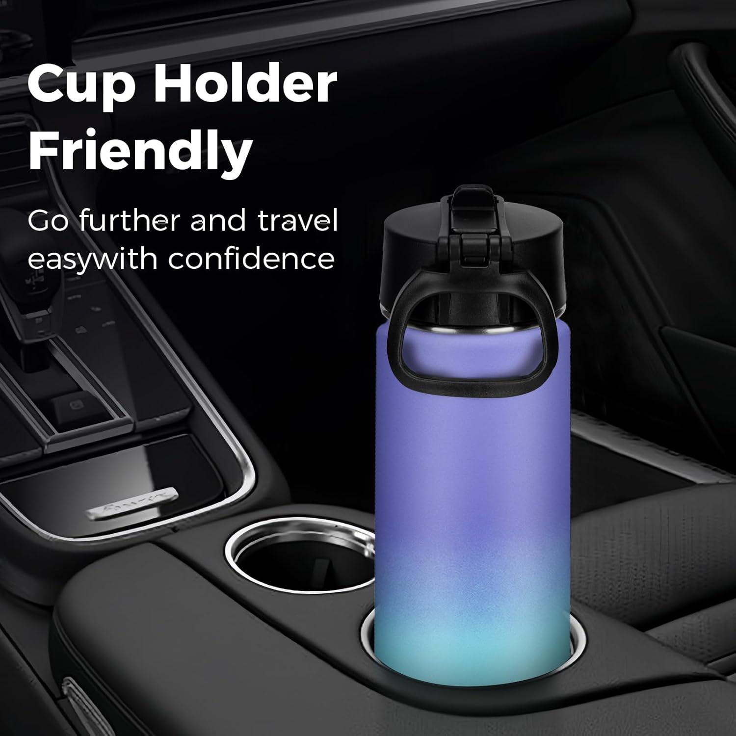 Neihepal 22 oz Insulated Water Bottle with Straw Lid, Double Walled Vacuum Stainless Steel Water Bottles Leak Proof, Wide Mouth (Purple Blue,1 Pack) - Image 6