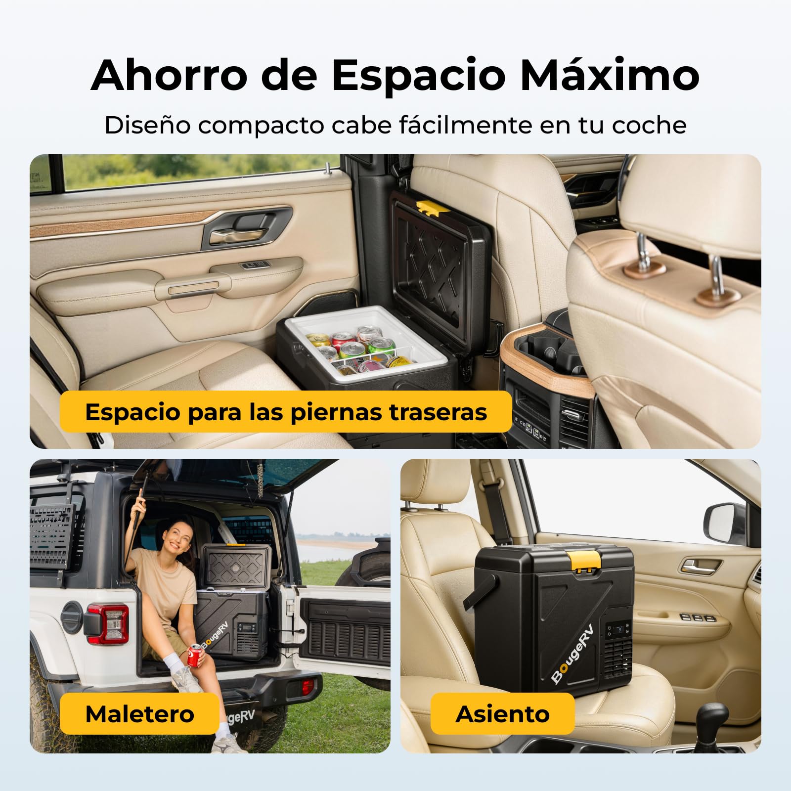 BougeRV CRH20 Nevera Coche Pequeña 20L Asa, -20°C~20°C | Compresor Portátil 12V 24V 230V Freezer App IPX4 Mini Frigorífico Eléctrico Auto Camping Viajes (Novedad 2026)