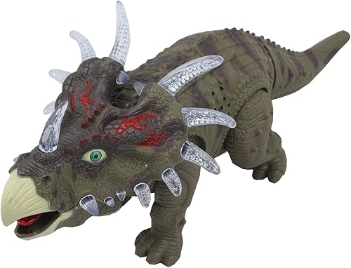 Sun Cling Electronic Toys Green Walking Triceratops Dinosaur