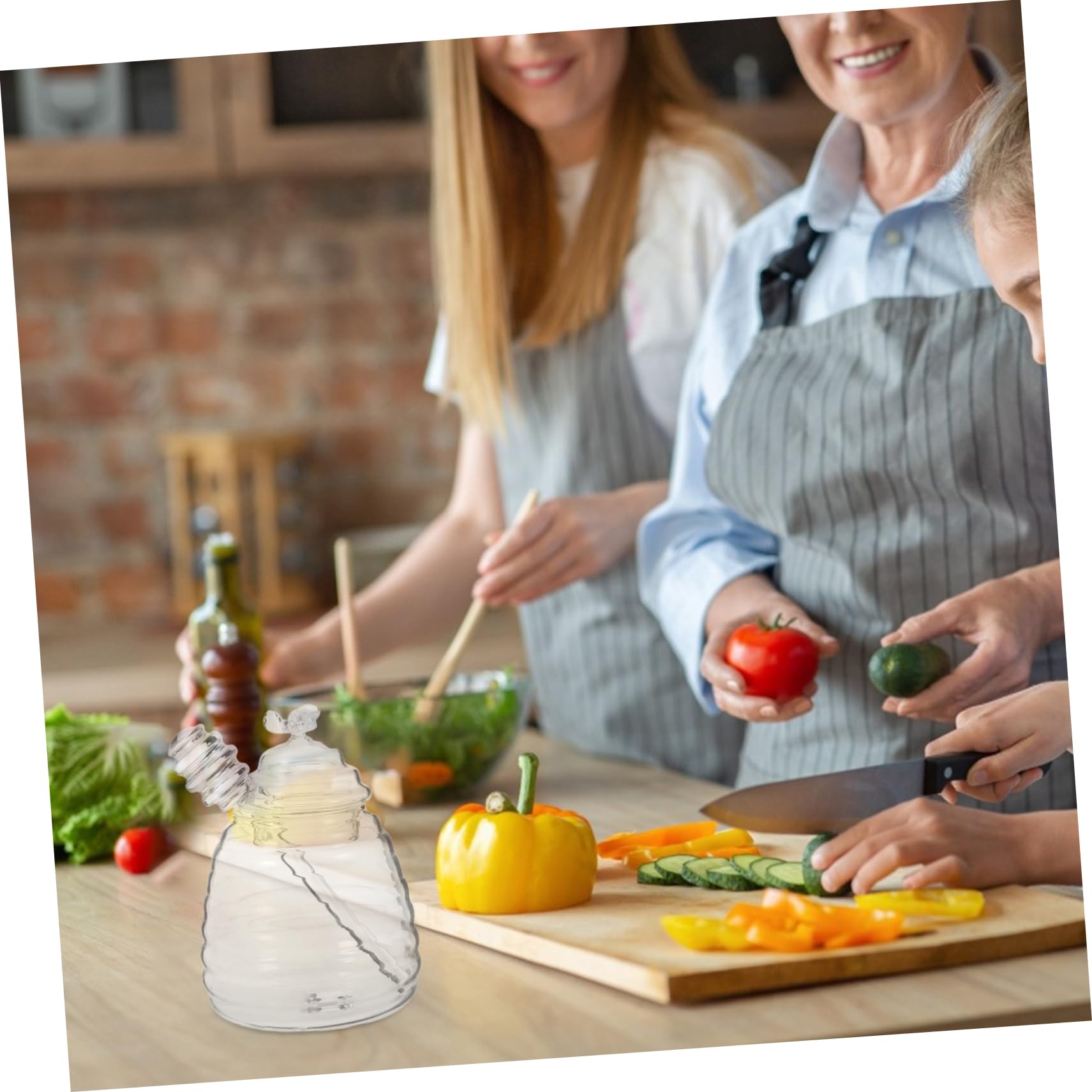 PRETYZOOM 1Set Honey Pot with Dipper and Lid Glass Honey Container for Kitchen Airtight Seal Keeps Convenient for Sweetening Tea