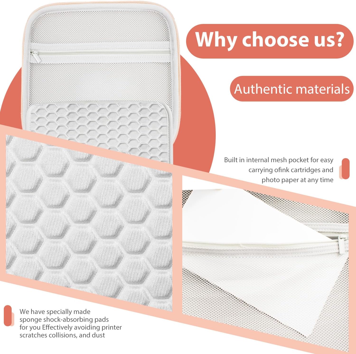 Hard Case Compatible with Canon SELPHY CP1500/CP1300/ CP1200 Photo Printer,PU Surface,Powerful waterproof and anti fouling function,Built in shock absorber pad(Rose Gold,Case Only) - Image 5