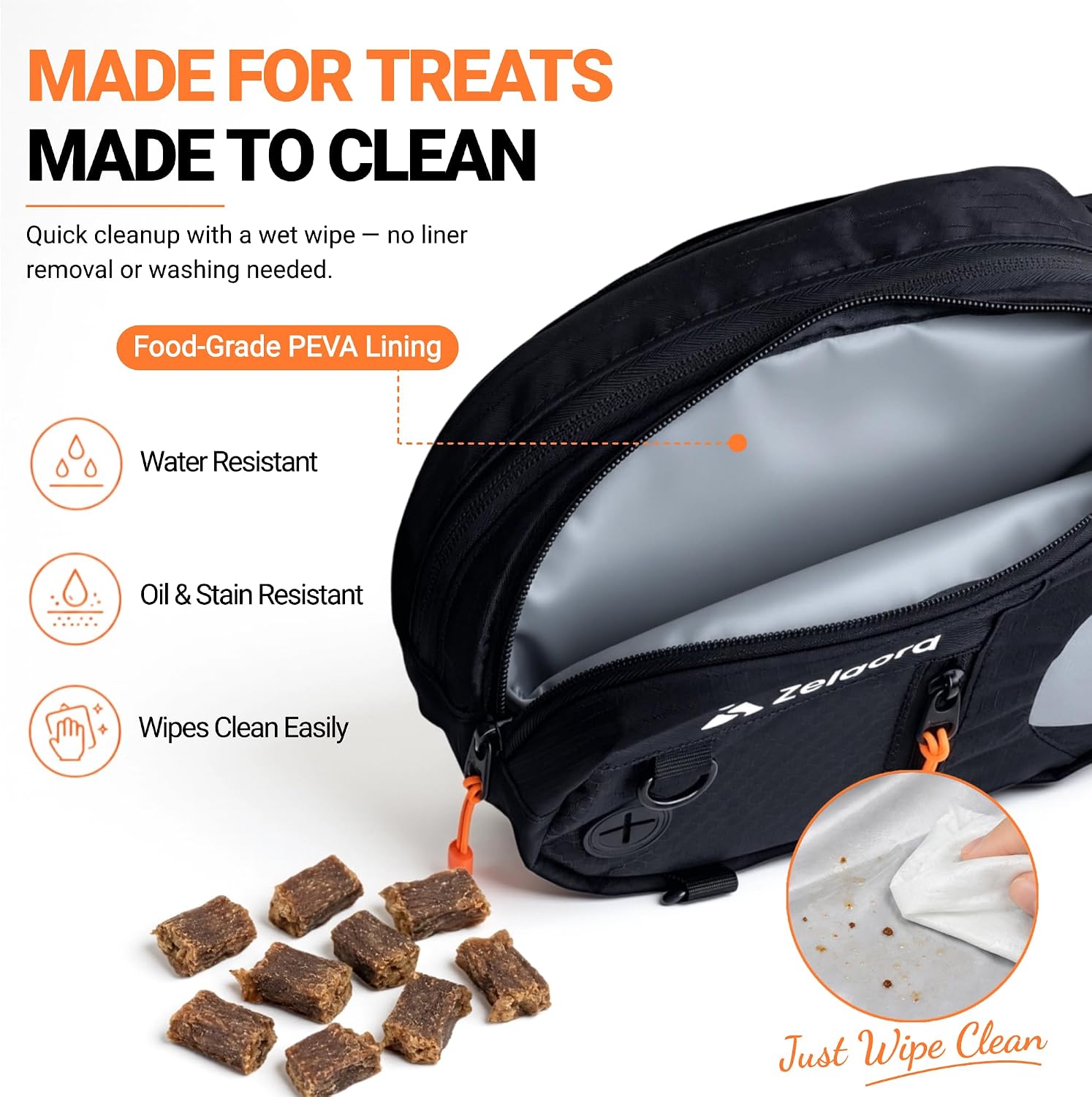 Dog Walking Bag with Treat Pouch and Water Bottle Holder (Black) image 4