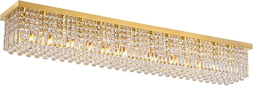 Miniatura 111 de 7PM Candelabro rectangular de cristal K9 moderno colgante rectangular para comedor, cocina, isla dormitorio, color negro, 47 pulgadas de largo x 10