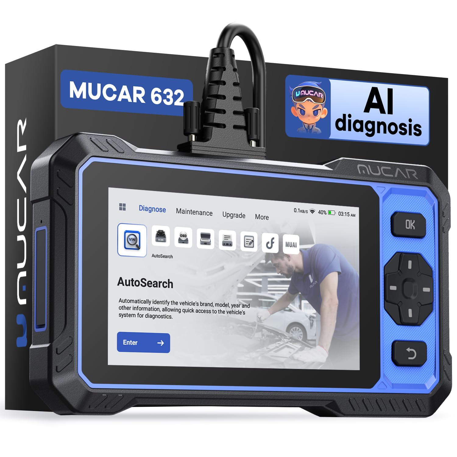 MUCAR 632 Elite AI-Assisted Bidirectional OBD2 Scan Tool with 15+ Resets