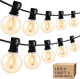 100FT LED Outdoor String Lights, Patio Lights Outdoor Waterproof with 52 Shatterproof Dimmable G40 Edison Bulbs, UL Listed 2700K Connectable Globe String Lights for Party Backyard Deck Bistro