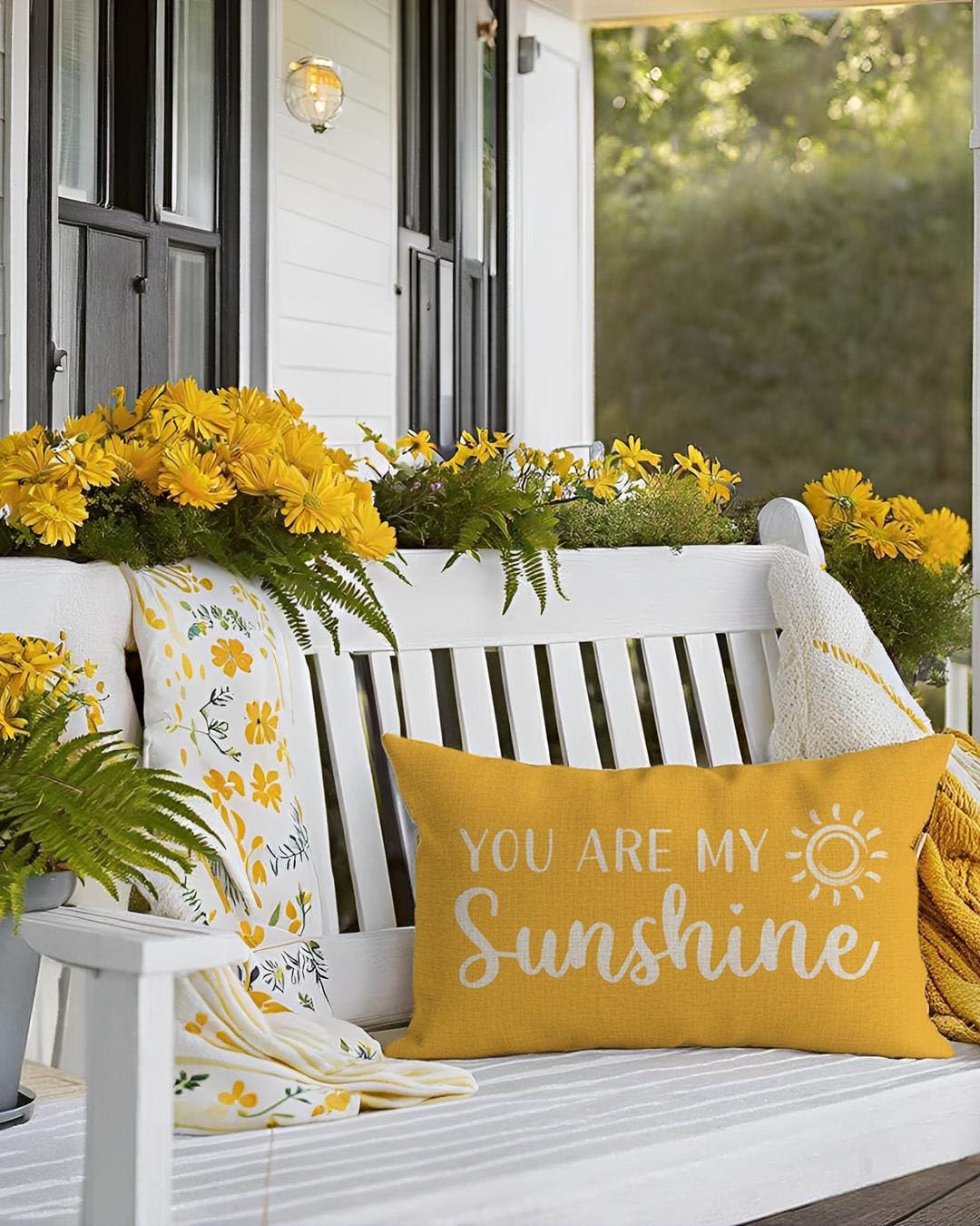 PANDICORN You are My Sunshine Throw Pillow Cover 12x20 Inch Sun Yellow Outdoor Spring Summer Farmhouse Decorations Lumbar Decorative Cushion Case for Home Living Room Sofa Couch Patio Porch Decor - Image 7