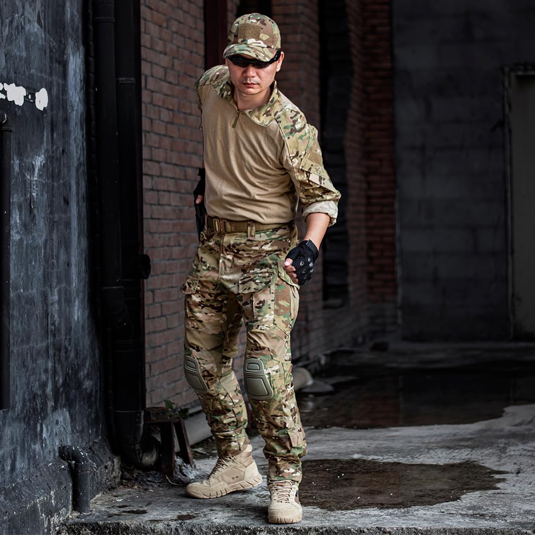IDOGEAR Pantalones de Combate G3 Multicam con Rodilleras Tácticos Multibolsillos Ajustador Gancho
