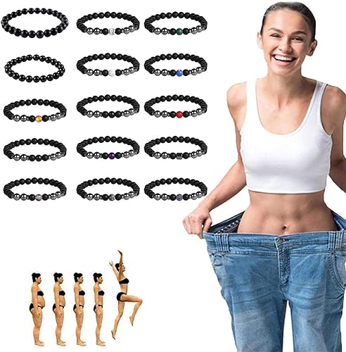 Pulsera magnética de obsidiana negra antihinchazón para desintoxicación de linfa magnética de piedra esmerilada