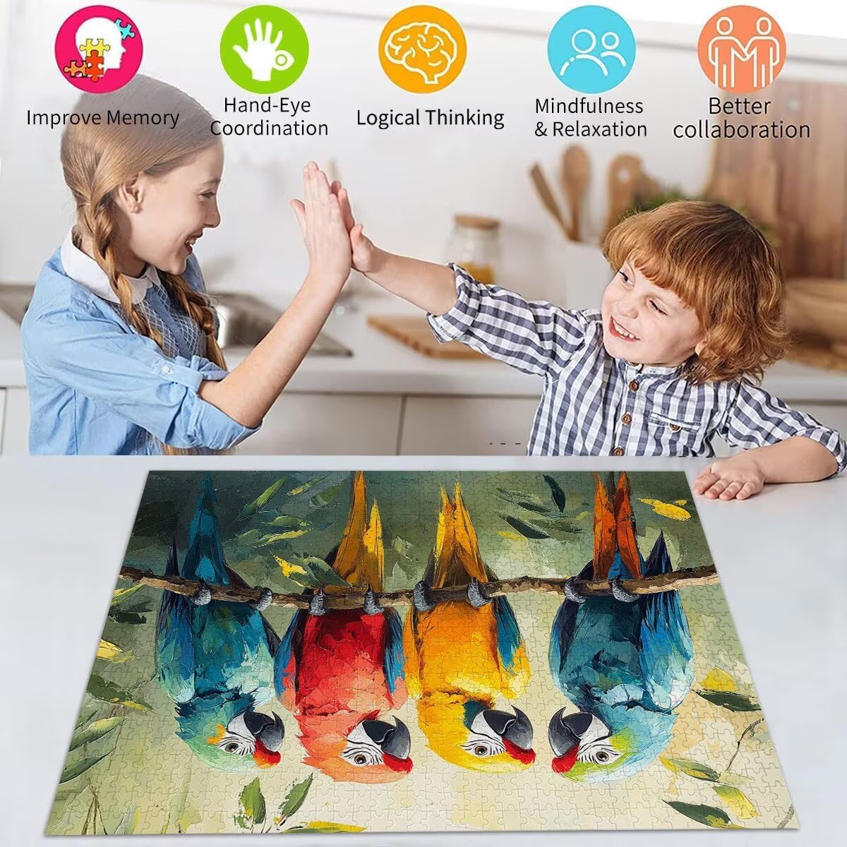 Puzzle Erwachsene 2000 Teile Papagei Vogel Educa Jigsaw für Kinder ab 8 Jahren Mädchen Jungen, Erwachsene Impossible Klassische Puzzles Schwer, Anspruchsvoll Spielspaß, Als Geschenke 70x99cm t-978