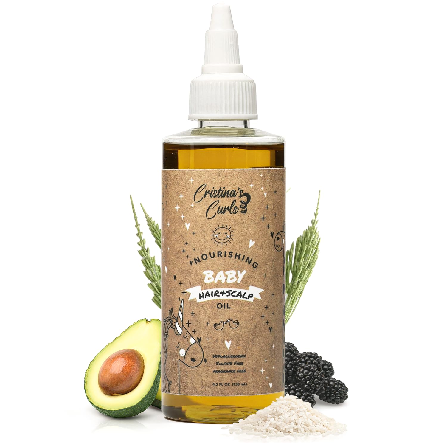 Nourishing Lightweight Baby Hair & Scalp Oil for Dry Flakes and Softness