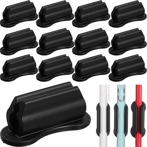 Miniatura 11 de Sherr Paquete de 48 Soportes Adhesivos para Lápices para Escritorio Soporte Mejorado para Bolígrafos para Escritorio de Silicona Flexible Adhesivo