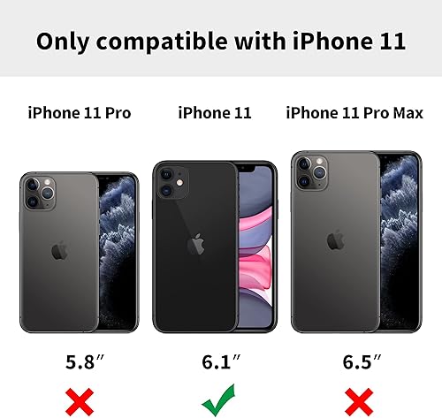 Miniatura 8 de Diseño compatible con iPhone 11, funda de cuero de lujo vintage, delgada, antideslizante, agarre suave, a prueba de golpes, funda protectora (2019)