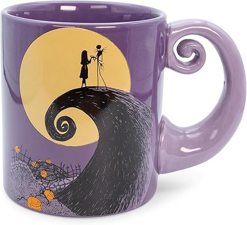 Miniatura 2 de Disney The Nightmare Before Christmas Jack & Sally - Taza de cerámica con mango en espiral | Taza de café grande sin BPA para bebidas, artículos