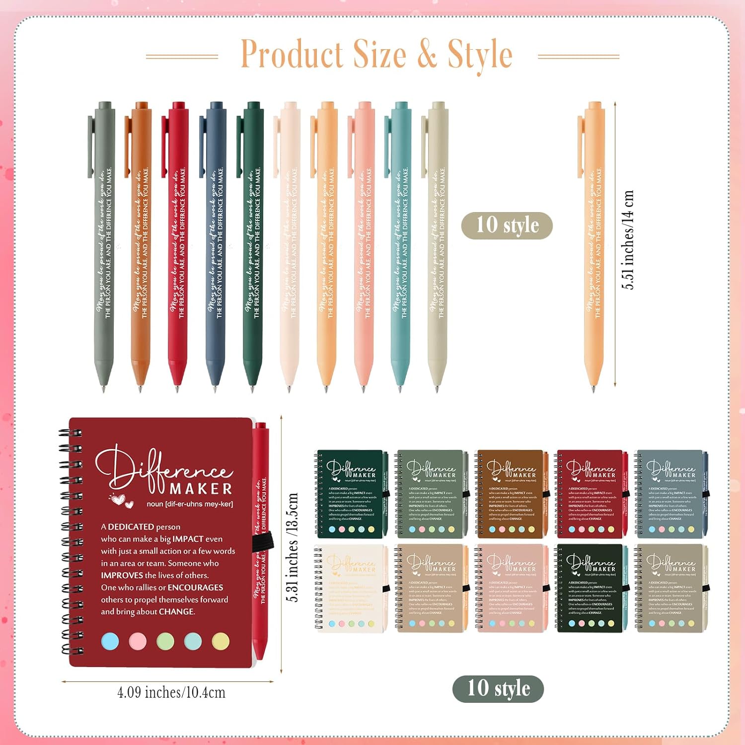 Jetec 25 Sets Employee Appreciation Gifts for Office Team Motivational Spiral Notebooks with Sticky Notes Coworker Valentines Gift Inspirational Pens Thank You Gifts