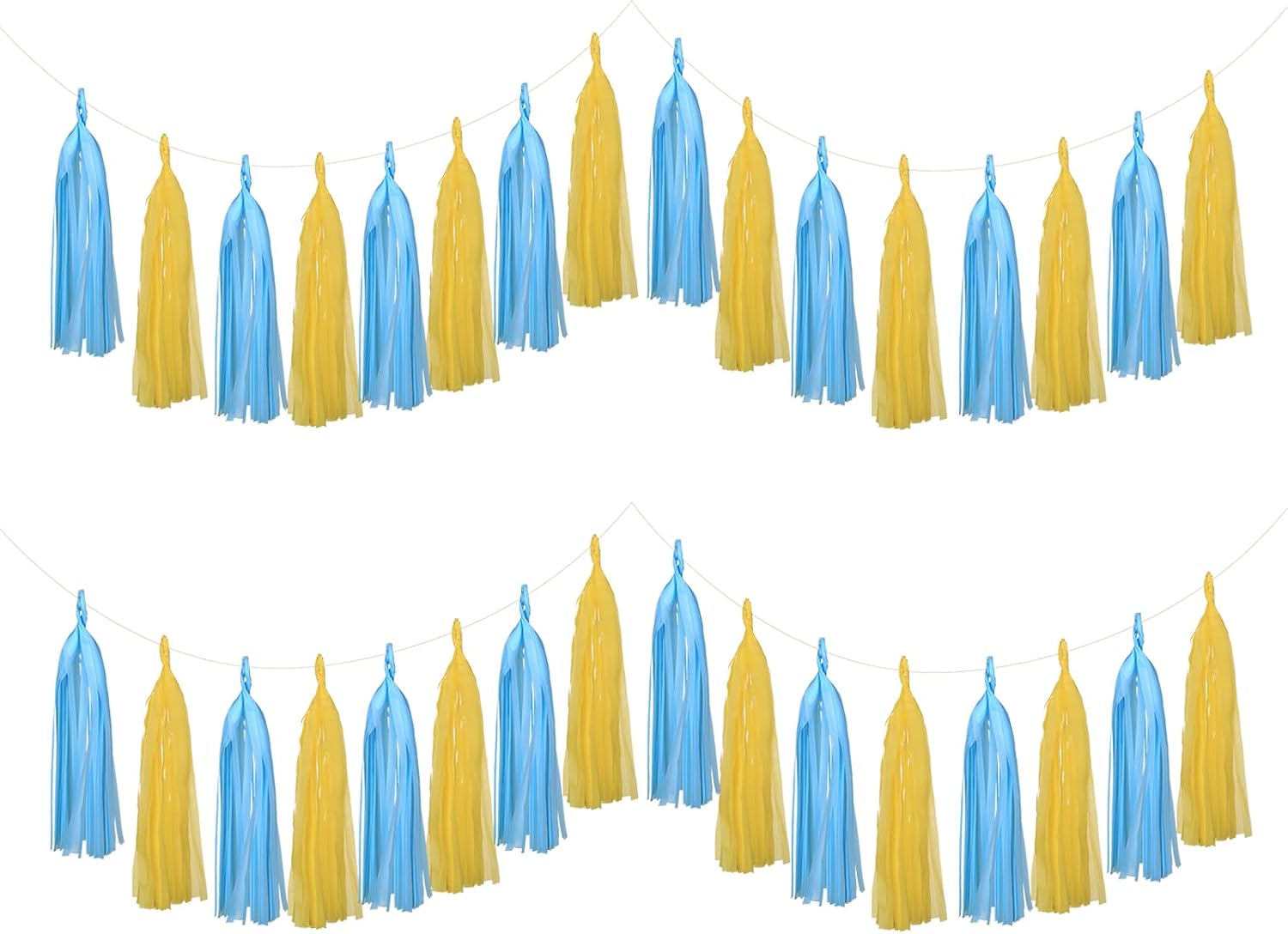 Meetppy 20PCS Party Hanging Decoration Blue Yellow Tassel Garland Paper Tissue Tassels Garland for Party Decorations