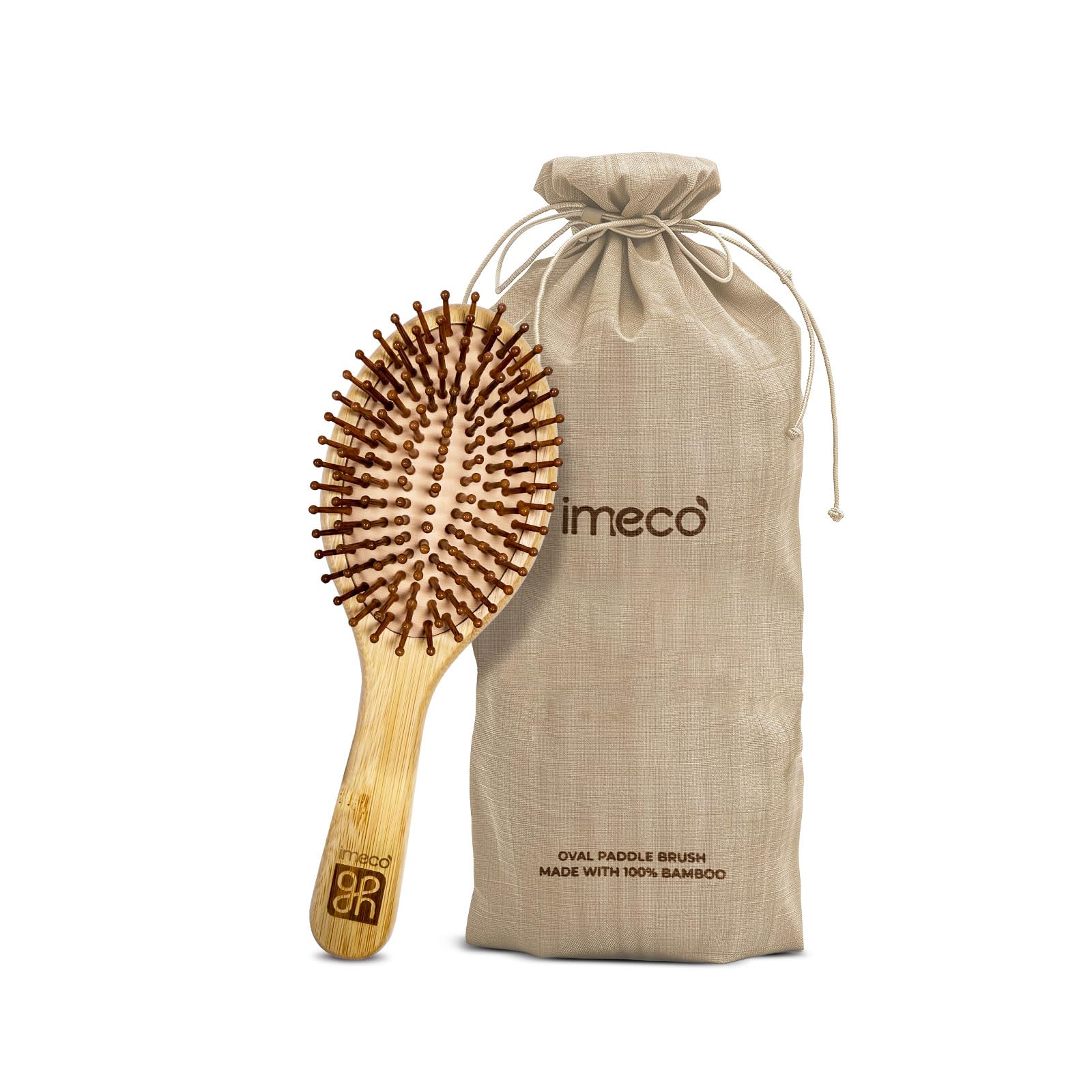 IMECO Bamboo Paddle Brush - Detangle & Massage Hair -11
