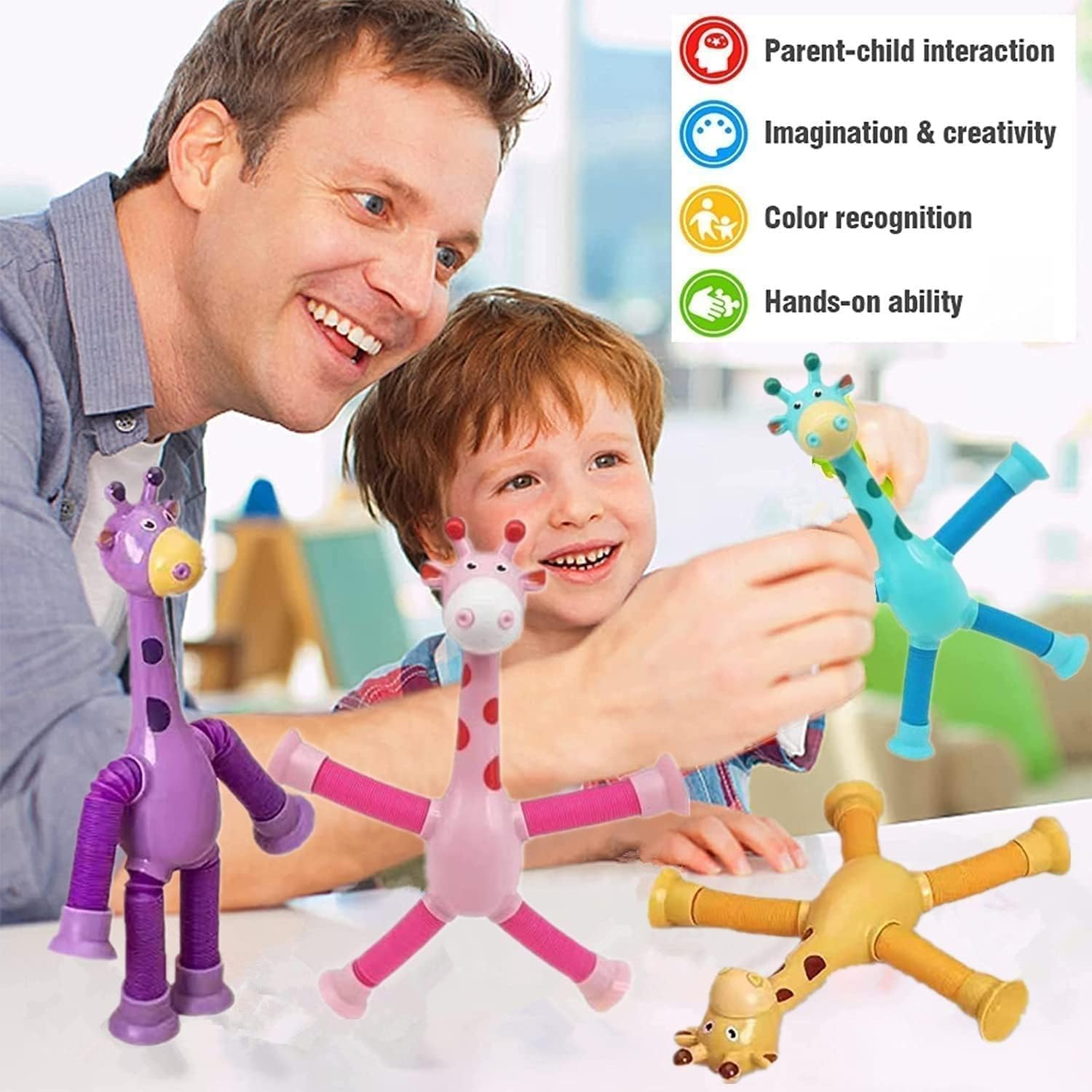 Vajito LED Telescopic Suction Toy, Fidget Toys, Shape ChangingFidget Tubes Sensory Toys Suction Toy, (Pack of 2) 2